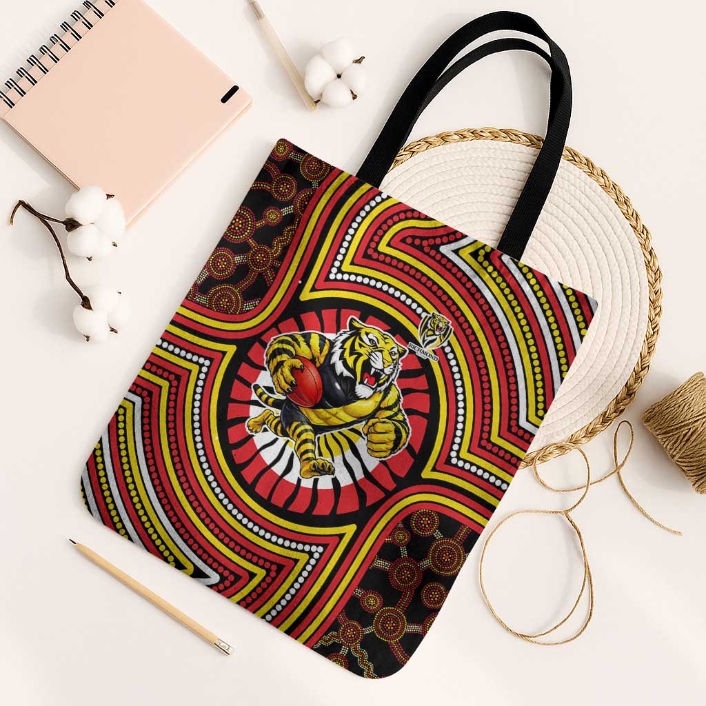 Richmond Football Club Tote Bag Indigenous Monochrome Dot Art Mascot Style