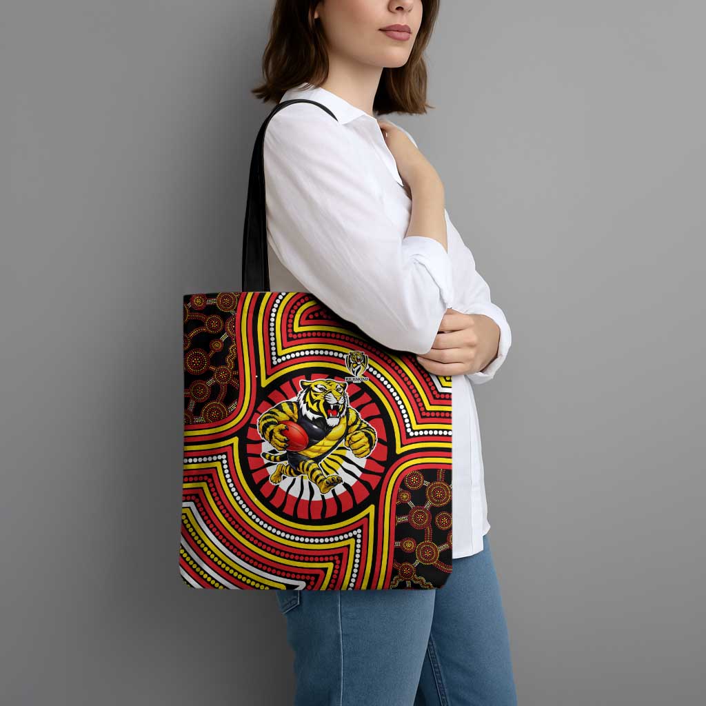 Richmond Football Club Tote Bag Indigenous Monochrome Dot Art Mascot Style