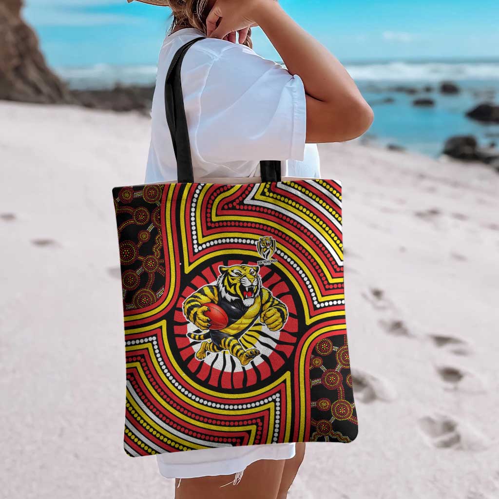 Richmond Football Club Tote Bag Indigenous Monochrome Dot Art Mascot Style