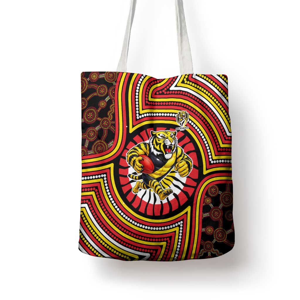 Richmond Football Club Tote Bag Indigenous Monochrome Dot Art Mascot Style
