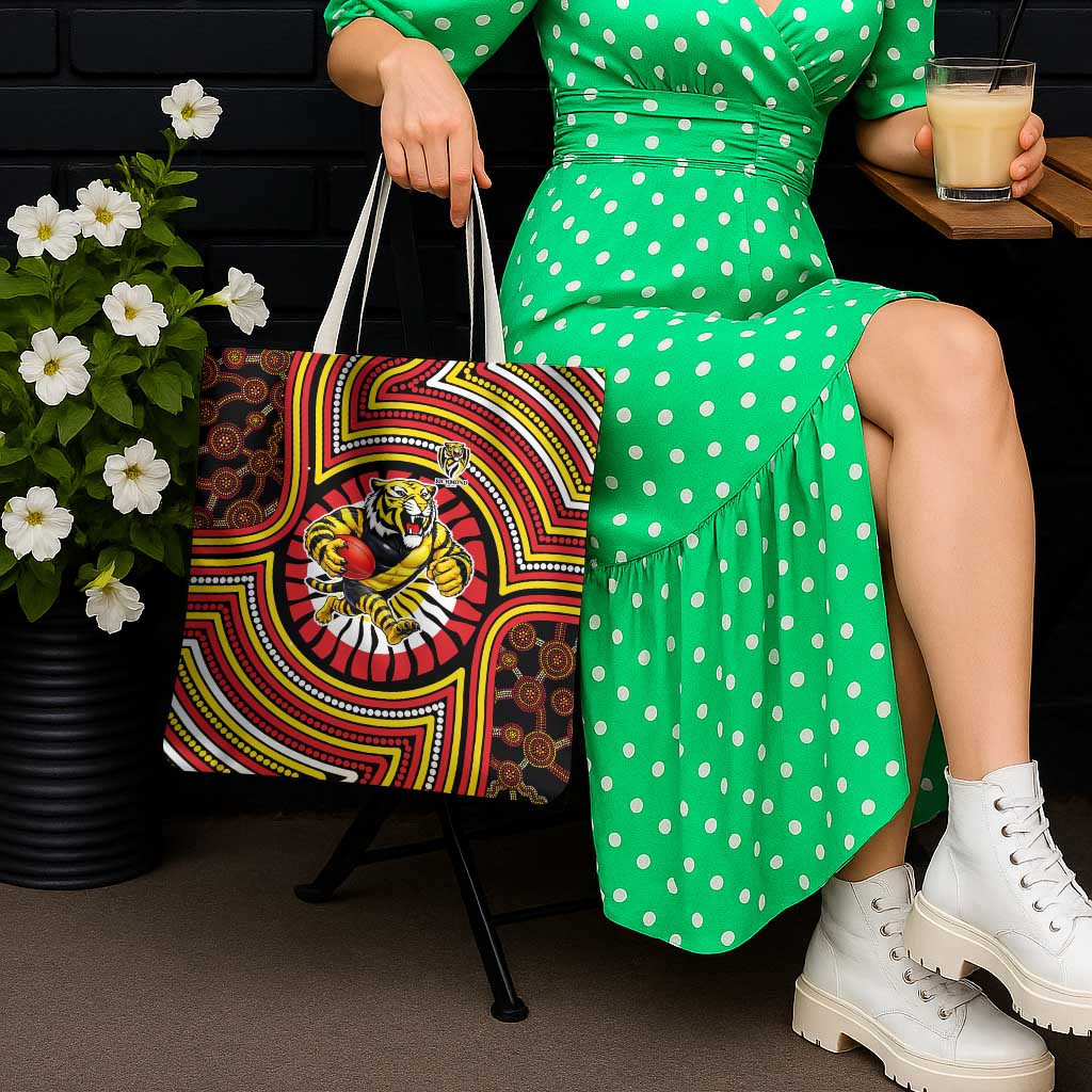 Richmond Football Club Tote Bag Indigenous Monochrome Dot Art Mascot Style