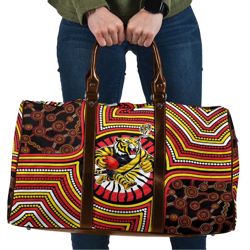 Richmond Football Club Travel Bag Indigenous Monochrome Dot Art Mascot Style