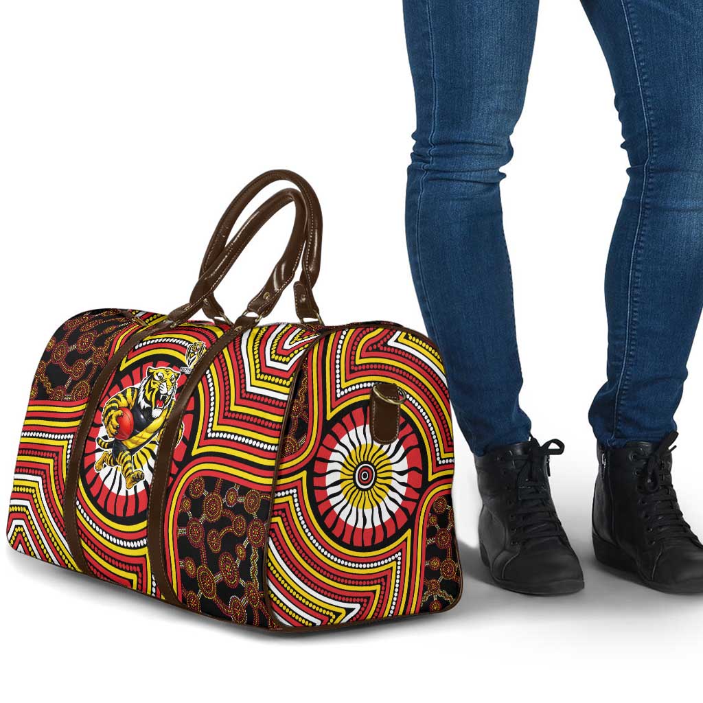 Richmond Football Club Travel Bag Indigenous Monochrome Dot Art Mascot Style