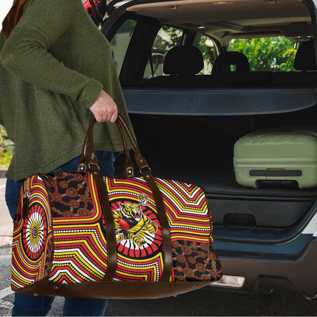 Richmond Football Club Travel Bag Indigenous Monochrome Dot Art Mascot Style