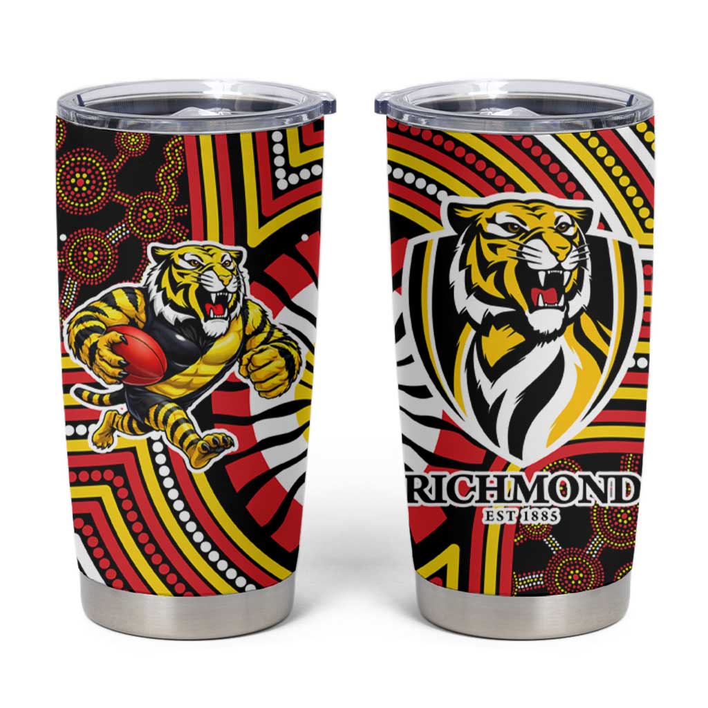 Richmond Football Club Tumbler Cup Indigenous Monochrome Dot Art Mascot Style