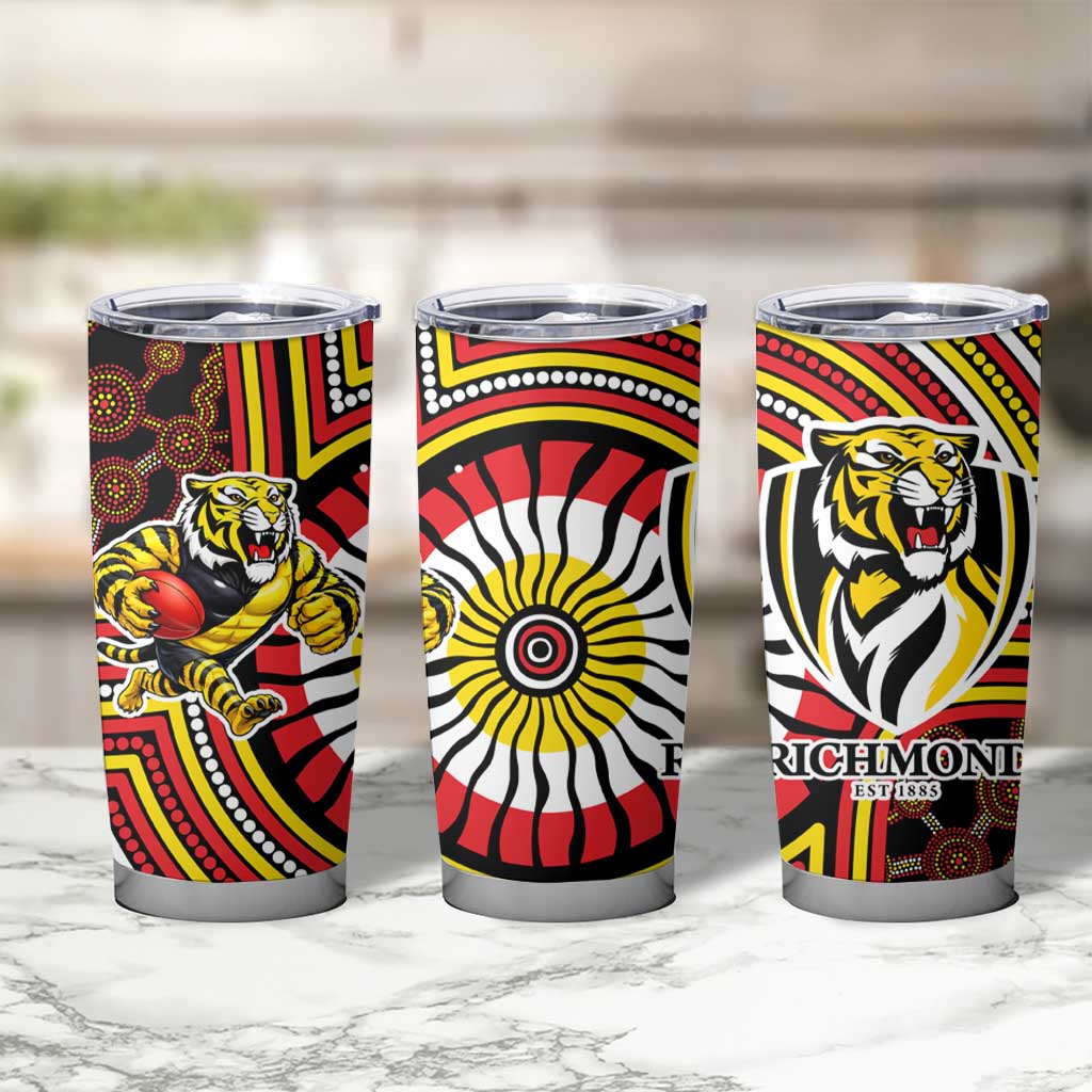 Richmond Football Club Tumbler Cup Indigenous Monochrome Dot Art Mascot Style