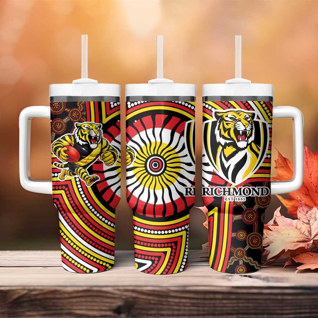 Richmond Football Club Tumbler With Handle Indigenous Monochrome Dot Art Mascot Style
