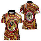 Richmond Football Club Women Polo Shirt Indigenous Monochrome Dot Art Mascot Style