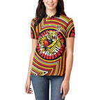 Richmond Football Club Women Polo Shirt Indigenous Monochrome Dot Art Mascot Style