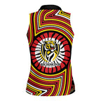 Richmond Football Club Women Sleeveless Polo Shirt Indigenous Monochrome Dot Art Mascot Style