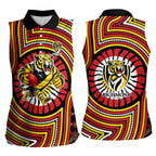 Richmond Football Club Women Sleeveless Polo Shirt Indigenous Monochrome Dot Art Mascot Style