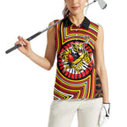 Richmond Football Club Women Sleeveless Polo Shirt Indigenous Monochrome Dot Art Mascot Style