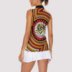 Richmond Football Club Women Sleeveless Polo Shirt Indigenous Monochrome Dot Art Mascot Style