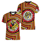 Richmond Football Club Women V-Neck T-Shirt Indigenous Monochrome Dot Art Mascot Style