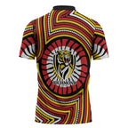Richmond Football Club Zipper Polo Shirt Indigenous Monochrome Dot Art Mascot Style