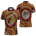 Richmond Football Club Zipper Polo Shirt Indigenous Monochrome Dot Art Mascot Style