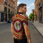 Richmond Football Club Zipper Polo Shirt Indigenous Monochrome Dot Art Mascot Style