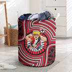 St Kilda Football Club Laundry Basket Indigenous Monochrome Dot Art Mascot Style
