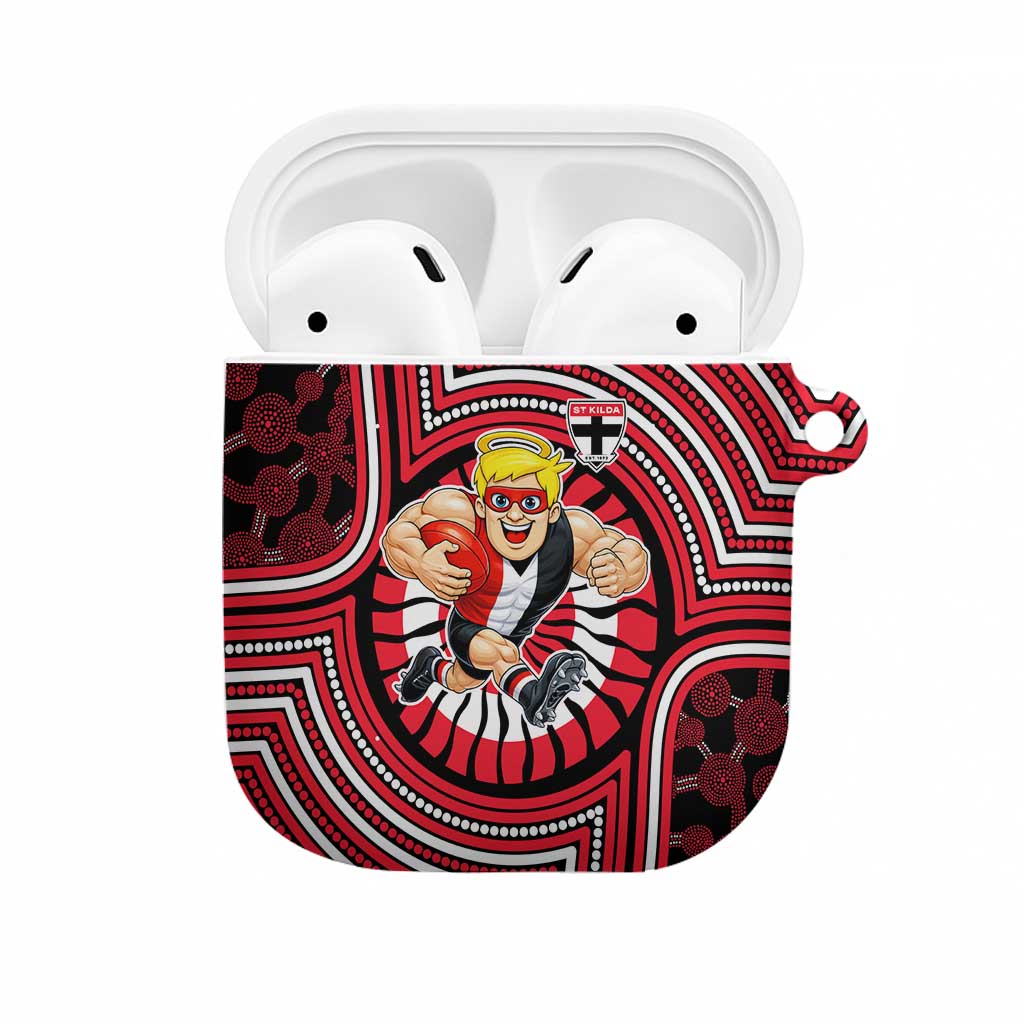 St Kilda Football Club AirPods Case Indigenous Monochrome Dot Art Mascot Style