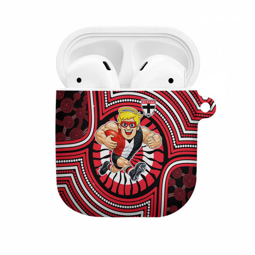 St Kilda Football Club AirPods Case Indigenous Monochrome Dot Art Mascot Style
