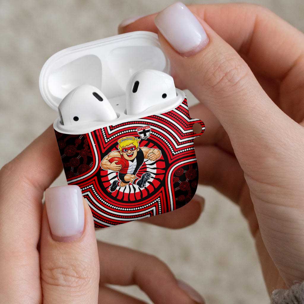 St Kilda Football Club AirPods Case Indigenous Monochrome Dot Art Mascot Style