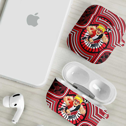 St Kilda Football Club AirPods Case Indigenous Monochrome Dot Art Mascot Style