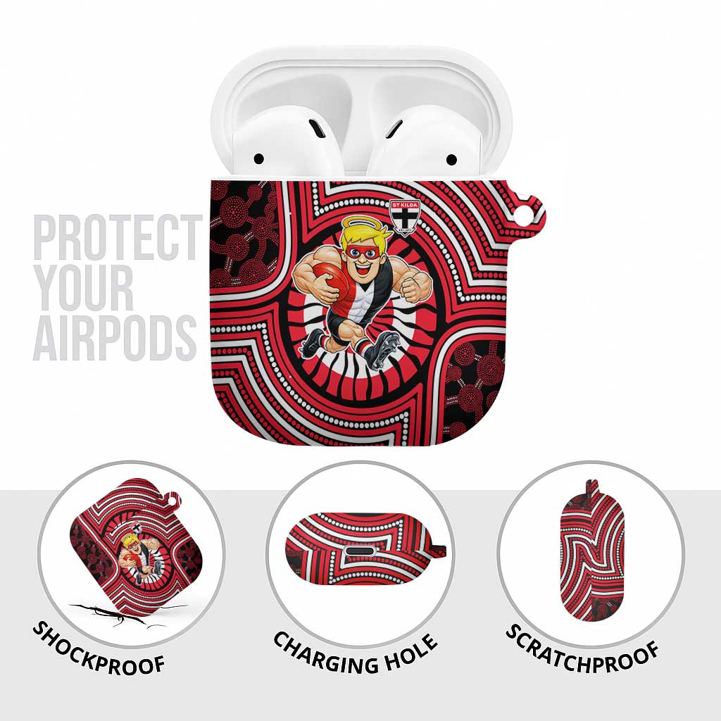 St Kilda Football Club AirPods Case Indigenous Monochrome Dot Art Mascot Style