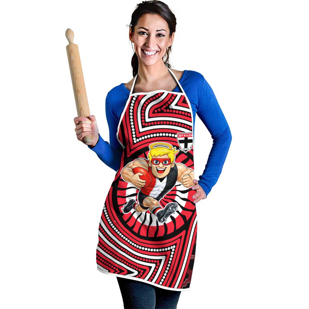 St Kilda Football Club Apron Indigenous Monochrome Dot Art Mascot Style