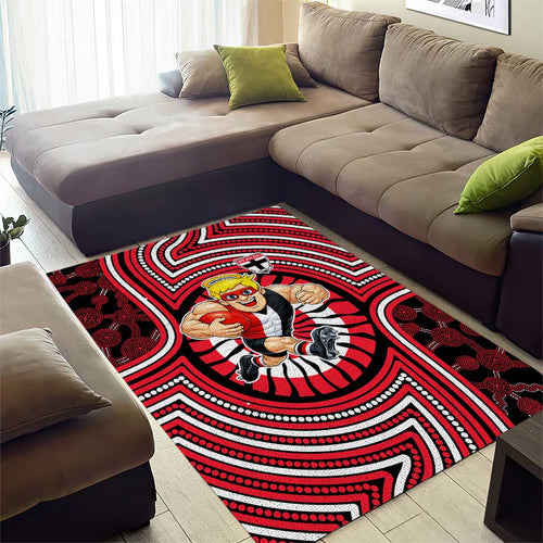 St Kilda Football Club Area Rug Indigenous Monochrome Dot Art Mascot Style