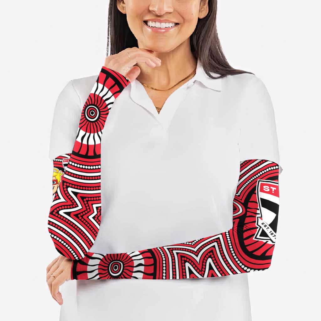 St Kilda Football Club Arm Sleeves Indigenous Monochrome Dot Art Mascot Style