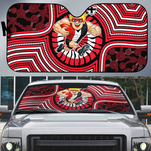 St Kilda Football Club Auto Sun Shade Indigenous Monochrome Dot Art Mascot Style
