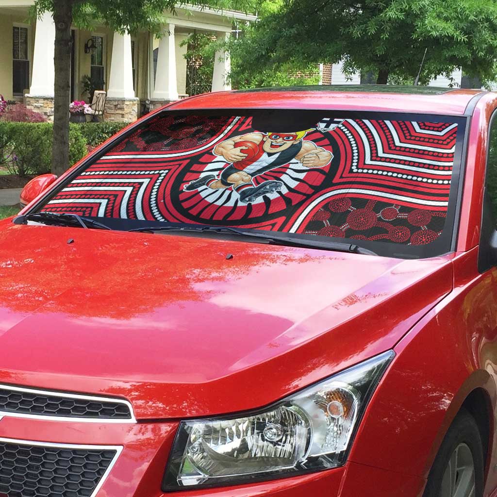 St Kilda Football Club Auto Sun Shade Indigenous Monochrome Dot Art Mascot Style