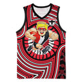 St Kilda Football Club Basketball Jersey Indigenous Monochrome Dot Art Mascot Style
