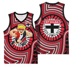 St Kilda Football Club Basketball Jersey Indigenous Monochrome Dot Art Mascot Style