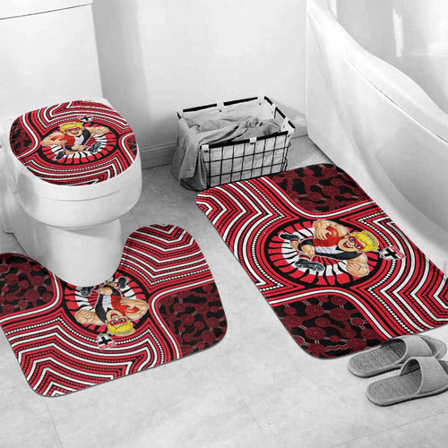 St Kilda Football Club Bathroom Set Indigenous Monochrome Dot Art Mascot Style