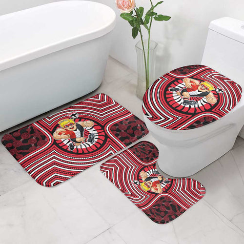 St Kilda Football Club Bathroom Set Indigenous Monochrome Dot Art Mascot Style