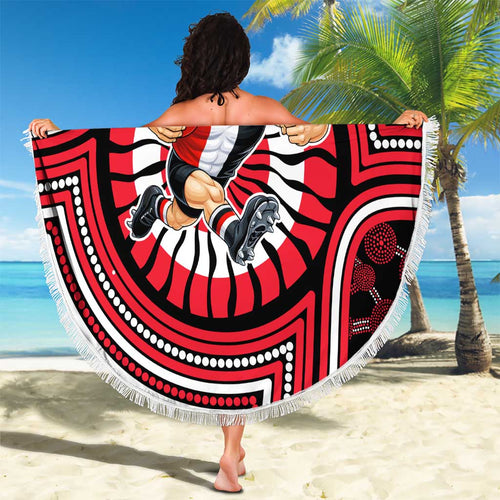 St Kilda Football Club Beach Blanket Indigenous Monochrome Dot Art Mascot Style