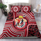 St Kilda Football Club Bedding Set Indigenous Monochrome Dot Art Mascot Style