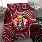 St Kilda Football Club Bedding Set Indigenous Monochrome Dot Art Mascot Style