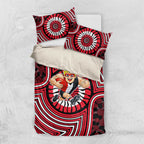 St Kilda Football Club Bedding Set Indigenous Monochrome Dot Art Mascot Style