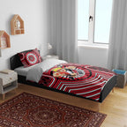 St Kilda Football Club Bedding Set Indigenous Monochrome Dot Art Mascot Style