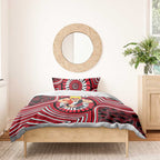 St Kilda Football Club Bedding Set Indigenous Monochrome Dot Art Mascot Style
