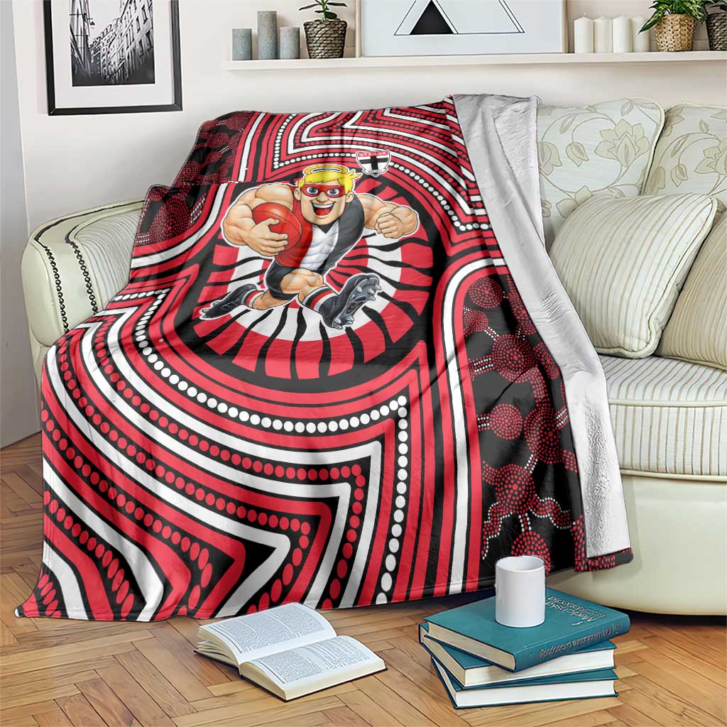 St Kilda Football Club Blanket Indigenous Monochrome Dot Art Mascot Style