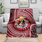 St Kilda Football Club Blanket Indigenous Monochrome Dot Art Mascot Style
