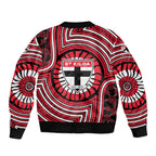 St Kilda Football Club Bomber Jacket Indigenous Monochrome Dot Art Mascot Style