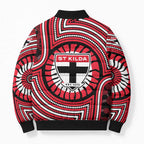 St Kilda Football Club Bomber Puffer Jacket Indigenous Monochrome Dot Art Mascot Style