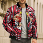 St Kilda Football Club Bomber Puffer Jacket Indigenous Monochrome Dot Art Mascot Style