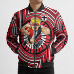 St Kilda Football Club Bomber Puffer Jacket Indigenous Monochrome Dot Art Mascot Style