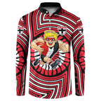 St Kilda Football Club Button Sweatshirt Indigenous Monochrome Dot Art Mascot Style