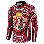 St Kilda Football Club Button Sweatshirt Indigenous Monochrome Dot Art Mascot Style